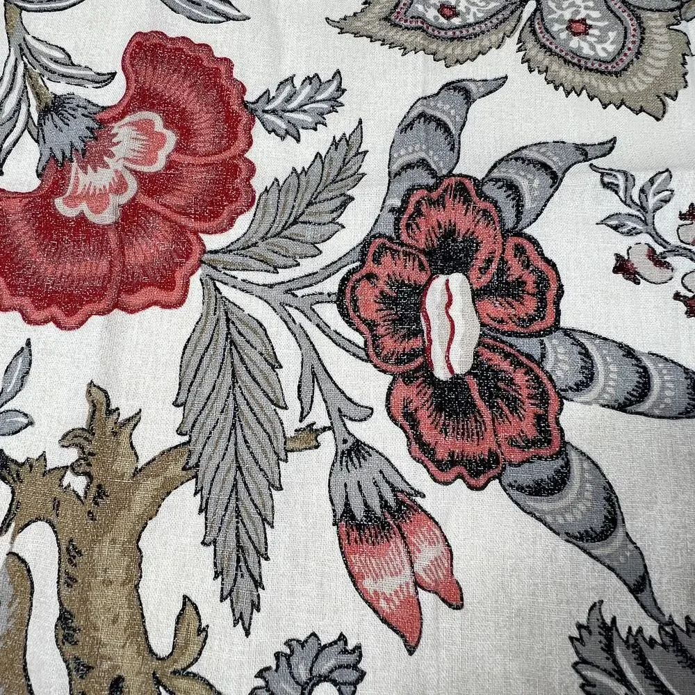 POTTERY BARN Floral Napkins Set of 4 Linen Cotton Red Gray Botanical 20x20